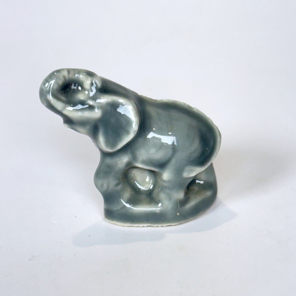 Wade England Porcelain Elephant Figurine Blue Grey Glaze Whimsies Miniature